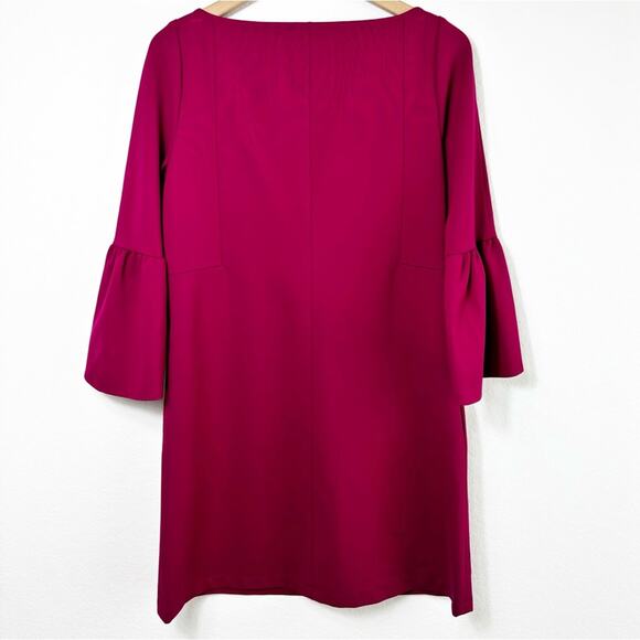 LAFAYETTE 148 NEW YORK WINE RED BLEND RUFFLE SLEEVE SHIFT MINI DRESS SIZE MEDIUM - Picture 3 of 5